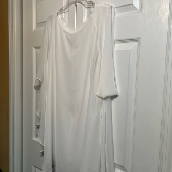 NWT Chico’s Drama Tunic Sheer Overlay Top Size 3 | XL 16 Alabaster Batwing Sleev - Picture 9 of 12